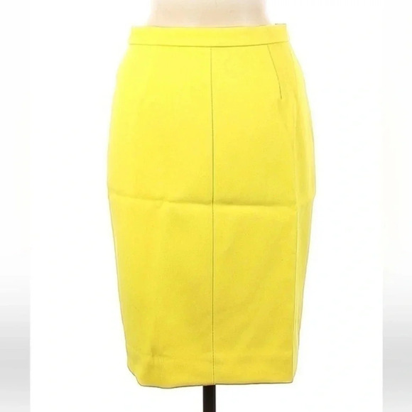 J. Crew | Neon Yellow Zippered Front Pencil Skirt Party Career Size 0 XXS XS - Picture 2 of 2